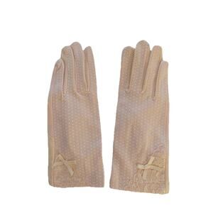 Womens peach polka dot gloves touchscreen texting rubber gripping NEW